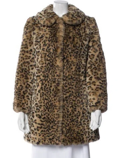 Pre-owned Alice And Olivia Animal Print Faux Fur Coat In Neutral