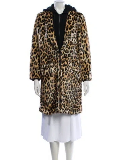 Pre-owned Alice And Olivia Animal Print Faux Fur Jacket In Black