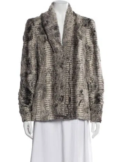 Pre-owned Alice And Olivia Animal Print Faux Fur Jacket In Brown