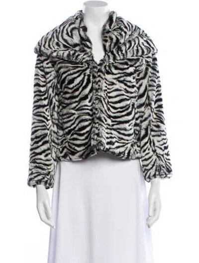 Pre-owned Alice And Olivia Animal Print Faux Fur Jacket In Neutral
