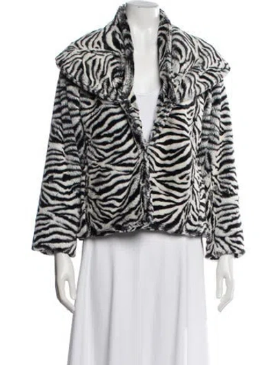 Pre-owned Alice And Olivia Animal Print Faux Fur Jacket In Neutrals