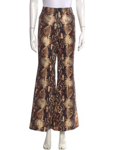 Pre-owned Alice And Olivia Animal Print Flared Pants In Multi