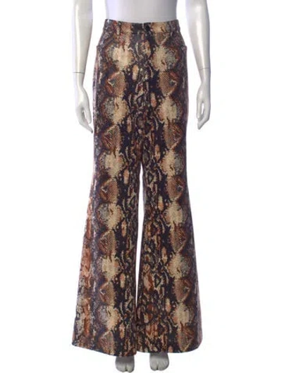 Pre-owned Alice And Olivia Animal Print Flared Pants In Neutrals