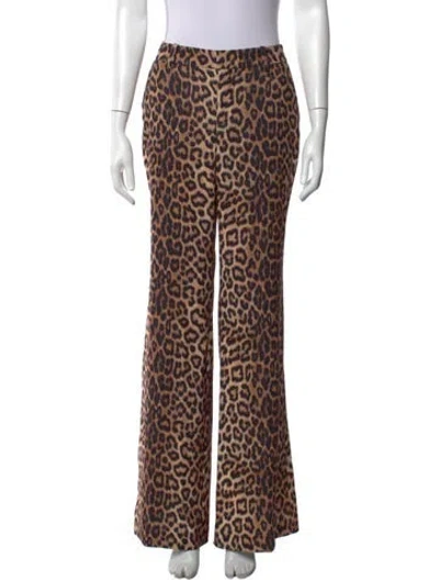 Pre-owned Alice And Olivia Animal Print Flared Pants In Neutrals