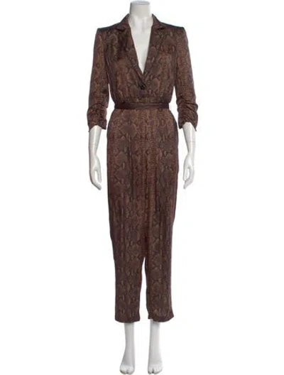 Pre-owned Alice And Olivia Animal Print Jumpsuit W/ Tags In Gold