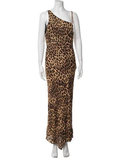 Pre-owned Alice And Olivia Animal Print Long Dress In Neutrals