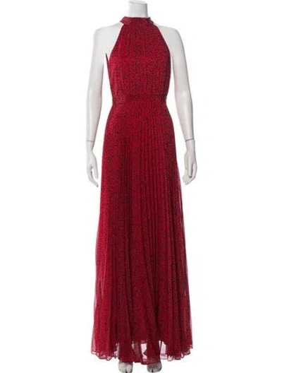 Pre-owned Alice And Olivia Animal Print Long Dress In Red