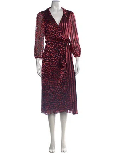 Pre-owned Alice And Olivia Animal Print Midi Length Dress In Black/pink