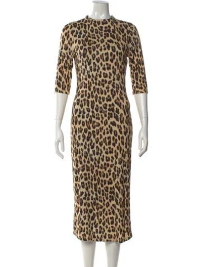 Pre-owned Alice And Olivia Animal Print Midi Length Dress In Neutral