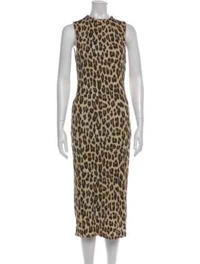Pre-owned Alice And Olivia Animal Print Midi Length Dress In Neutral