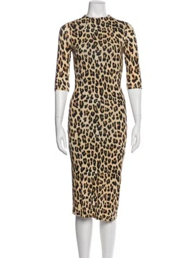 Pre-owned Alice And Olivia Animal Print Midi Length Dress W/ Tags In Neutral