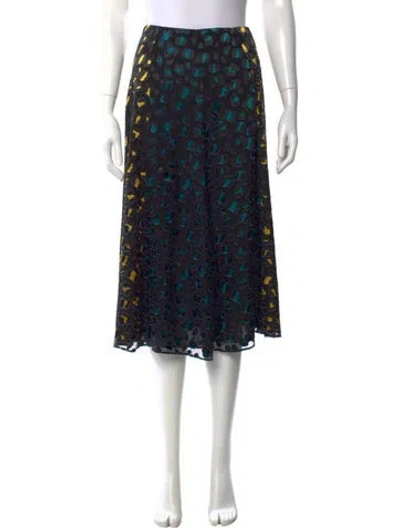 Pre-owned Alice And Olivia Animal Print Midi Length Skirt In Black