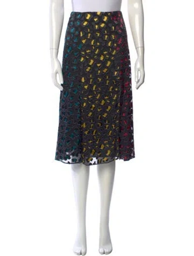 Pre-owned Alice And Olivia Animal Print Midi Length Skirt In Black