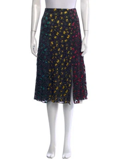 Pre-owned Alice And Olivia Animal Print Midi Length Skirt In Black