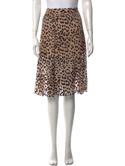 Pre-owned Alice And Olivia Animal Print Midi Length Skirt In Brown
