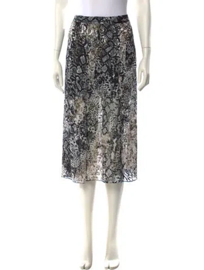 Pre-owned Alice And Olivia Animal Print Midi Length Skirt In Gray