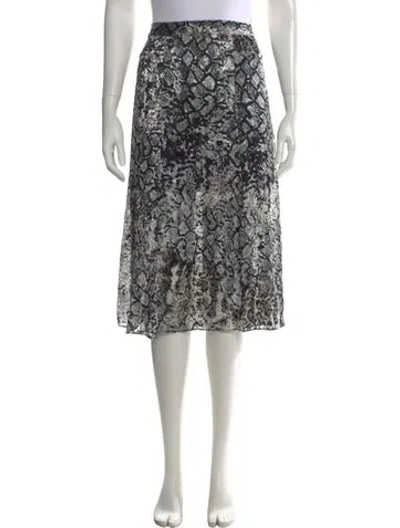 Pre-owned Alice And Olivia Animal Print Midi Length Skirt In Gray