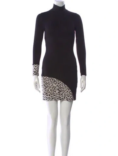Pre-owned Alice And Olivia Animal Print Mini Dress In Black