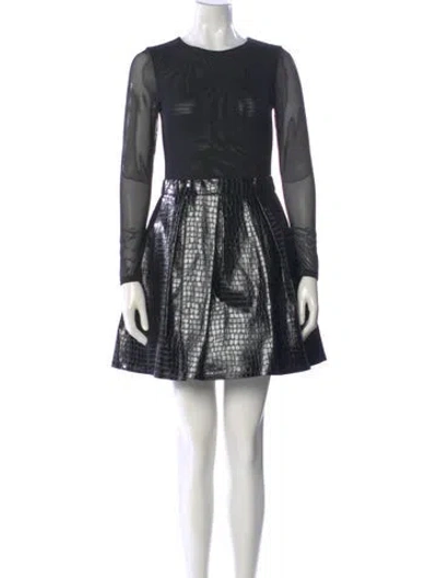 Pre-owned Alice And Olivia Animal Print Mini Dress In Black