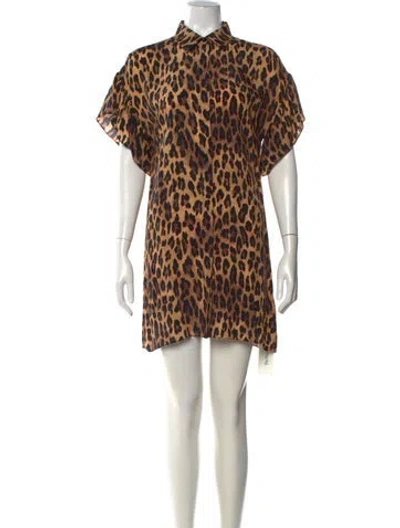Pre-owned Alice And Olivia Animal Print Mini Dress In Brown