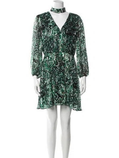 Pre-owned Alice And Olivia Animal Print Mini Dress In Green