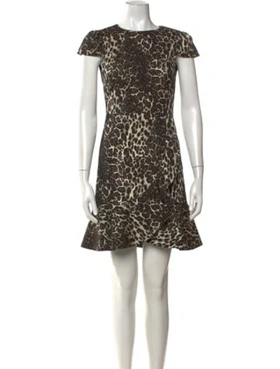 Pre-owned Alice And Olivia Animal Print Mini Dress In Metallic/neutrals