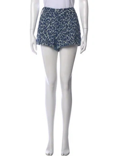 Pre-owned Alice And Olivia Animal Print Mini Shorts In Blue