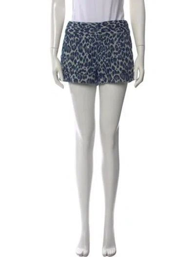 Pre-owned Alice And Olivia Animal Print Mini Shorts In Blue