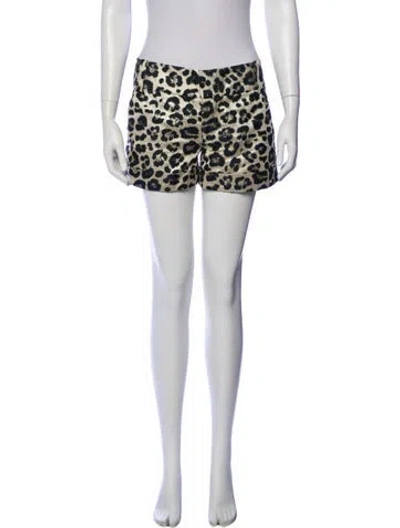 Pre-owned Alice And Olivia Animal Print Mini Shorts In Neutral