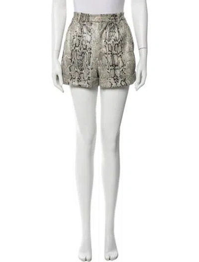 Pre-owned Alice And Olivia Animal Print Mini Shorts In White