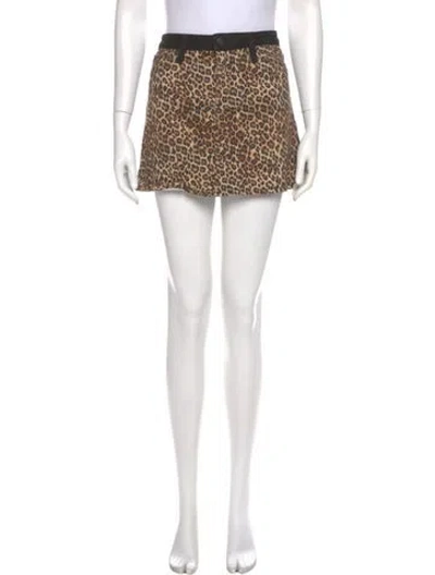 Pre-owned Alice And Olivia Animal Print Mini Skirt In Black