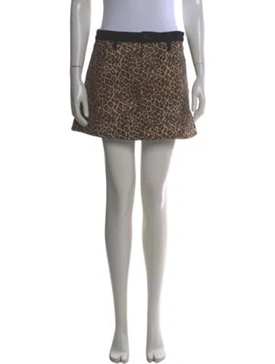 Pre-owned Alice And Olivia Animal Print Mini Skirt In Black