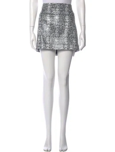 Pre-owned Alice And Olivia Animal Print Mini Skirt In Blue