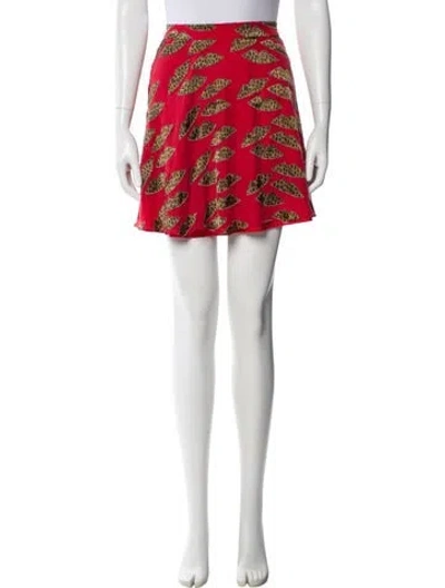 Pre-owned Alice And Olivia Animal Print Mini Skirt In Red