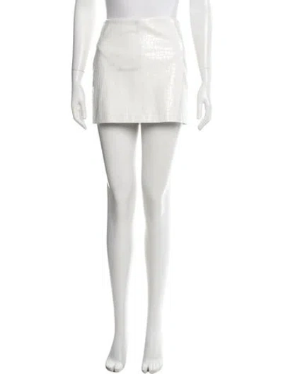 Pre-owned Alice And Olivia Animal Print Mini Skirt In White