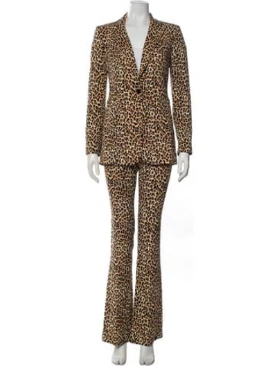 Pre-owned Alice And Olivia Animal Print Pant Set In Brown