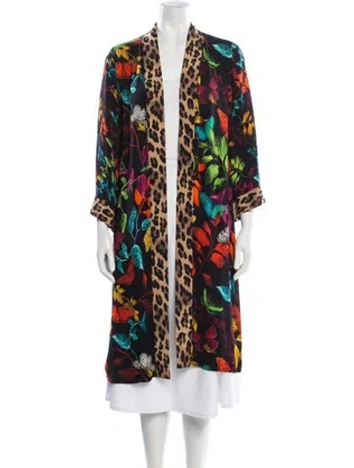 Pre-owned Alice And Olivia Animal Print Robe In Black