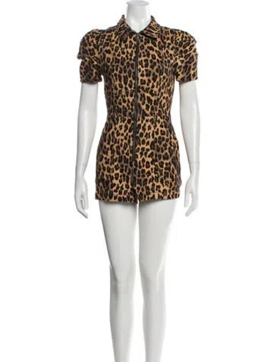 Pre-owned Alice And Olivia Animal Print Romper In Brown