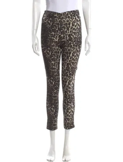Pre-owned Alice And Olivia Animal Print Skinny Leg Pants In Brown