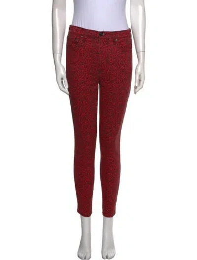 Pre-owned Alice And Olivia Animal Print Skinny Leg Pants In Red