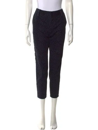 Pre-owned Alice And Olivia Animal Print Straight Leg Pants In Blue