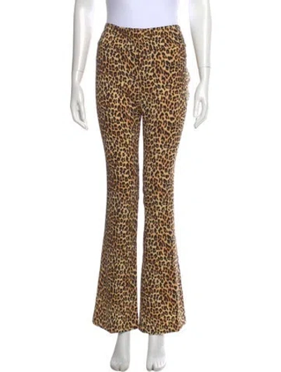 Pre-owned Alice And Olivia Animal Print Straight Leg Pants In Brown