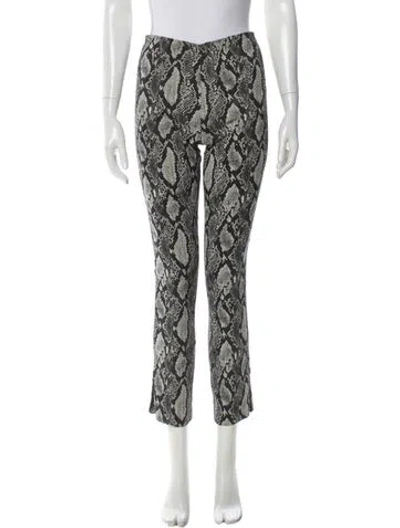 Pre-owned Alice And Olivia Animal Print Straight Leg Pants In Gray