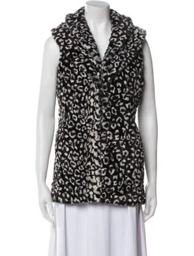 Pre-owned Alice And Olivia Animal Print Vest In Black