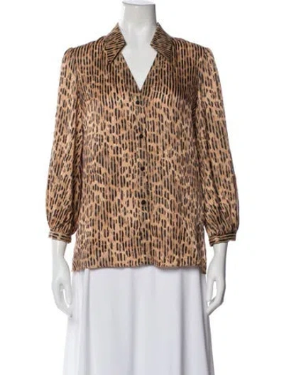 Pre-owned Alice And Olivia Animal Print V-neck Blouse In Multi