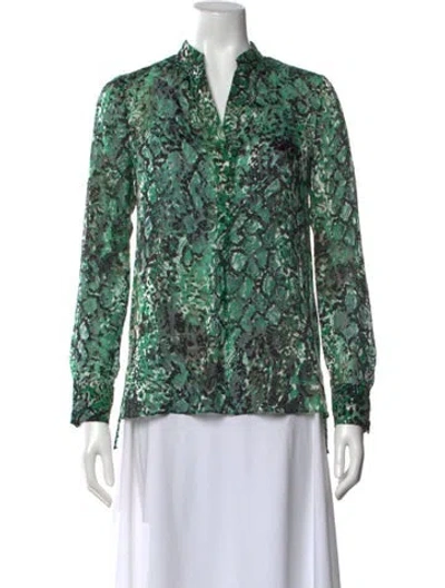 Pre-owned Alice And Olivia Animal Print V-neck Blouse In Multi