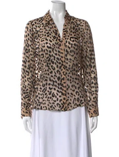 Pre-owned Alice And Olivia Animal Print V-neck Blouse In Neutral