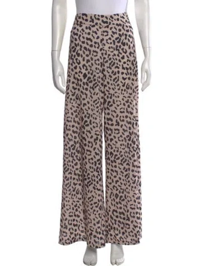 Pre-owned Alice And Olivia Animal Print Wide Leg Pants In Neutral