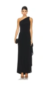 Alice And Olivia Alice + Olivia Anja Draped One-shoulder Maxi Dress In Black