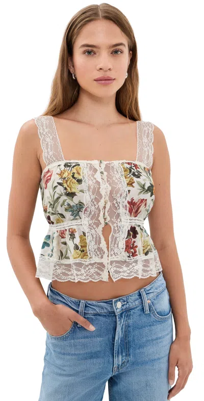 Alice And Olivia Annabeth Square Neck Top Desert Springs Vanilla In Multi